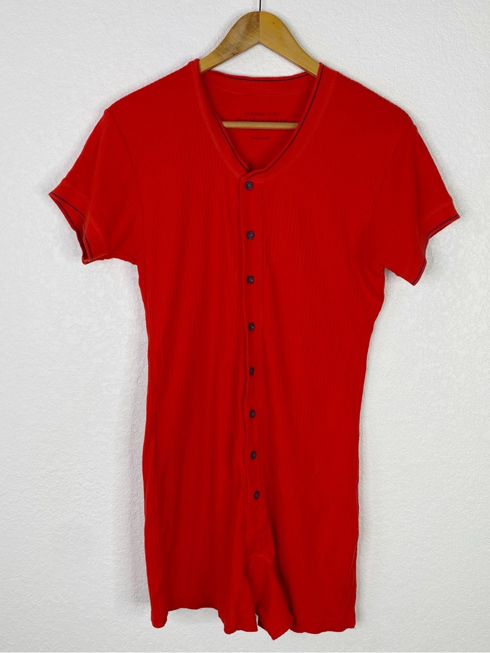 Vintage Victoria’s Secret Underware Red Ribbed Cotton Romper